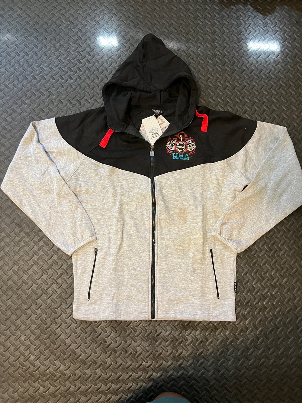 NPC- Black & Light Gray Zip-Up Hoodie NWT size L
